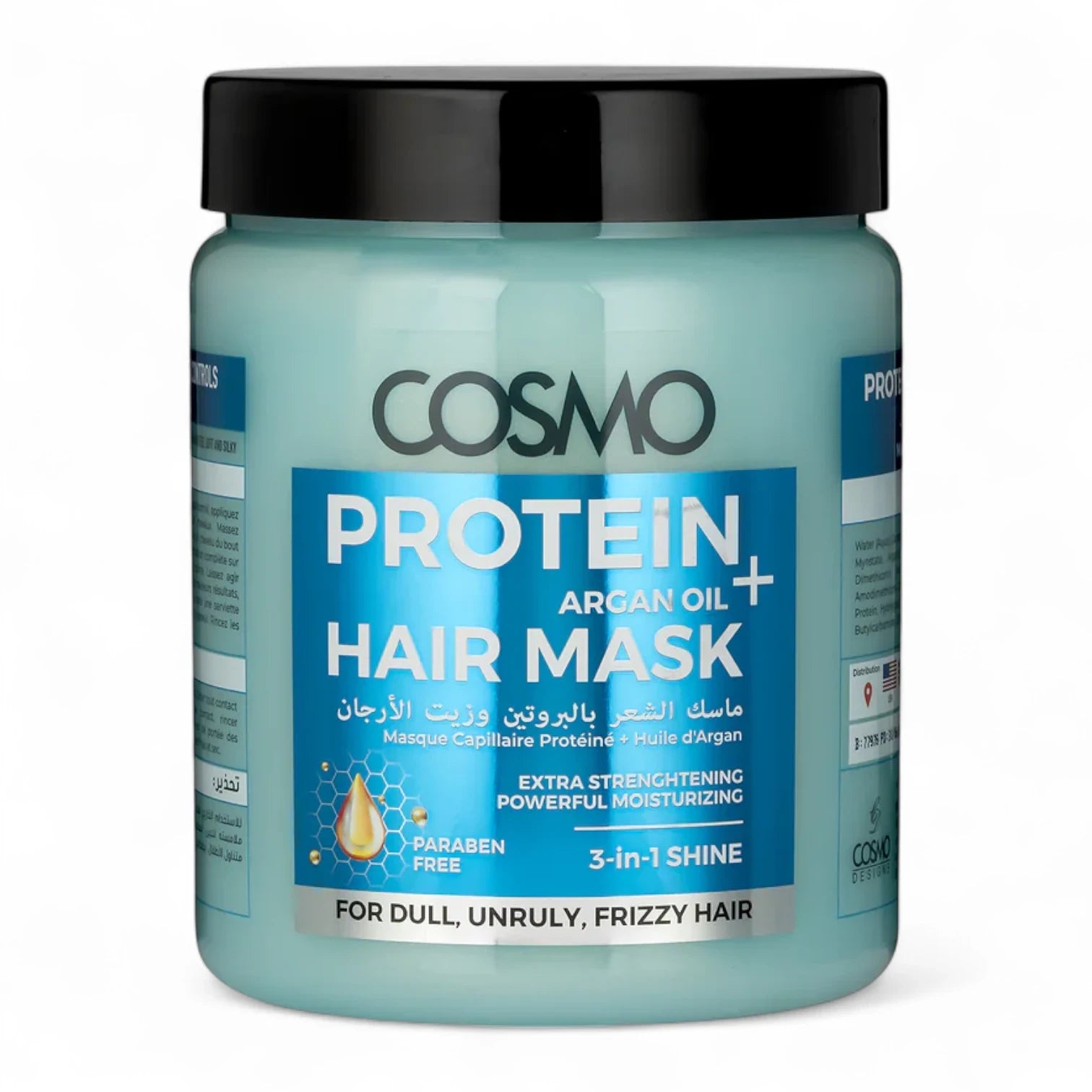 PROTEIN + Argan Oil Hair Mask 1000 ml – Deep Moisturizing & Repair Treatment for Dry, Frizzy Hair | Shine-Boosting, Paraben-Free Formula | 3-in-1 Nourishing Hair Care - Damoo
