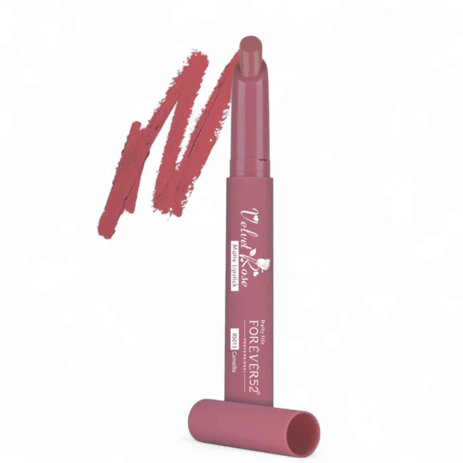 Forever52 Velvet Rose Matte Lipstick – RS013 Camellia, Enriched with Rose Oil, Nourishing Waterproof Creamy-Matte Formula, Vegan & Long-Lasting Lip Color – 2.5g - Damoo