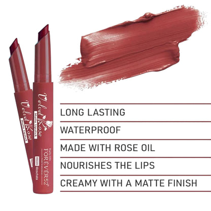 Forever52 Velvet Rose Matte Lipstick – Rs. 1075  Petunia Shade, Enriched with Rose Oil Essentials, Nourishing Creamy Matte Finish, Waterproof Long-Lasting Lip Color - Damoo