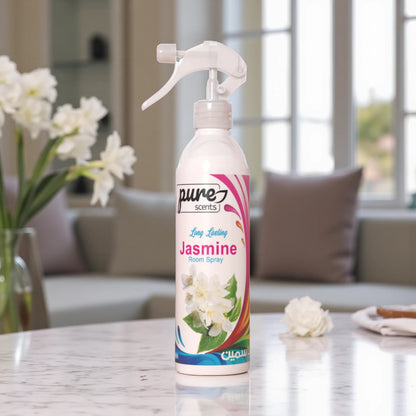 Pure Scents Jasmine Room Spray – 460ML | Long-Lasting Floral Air Freshener for Home & Fabric Use - Damoo