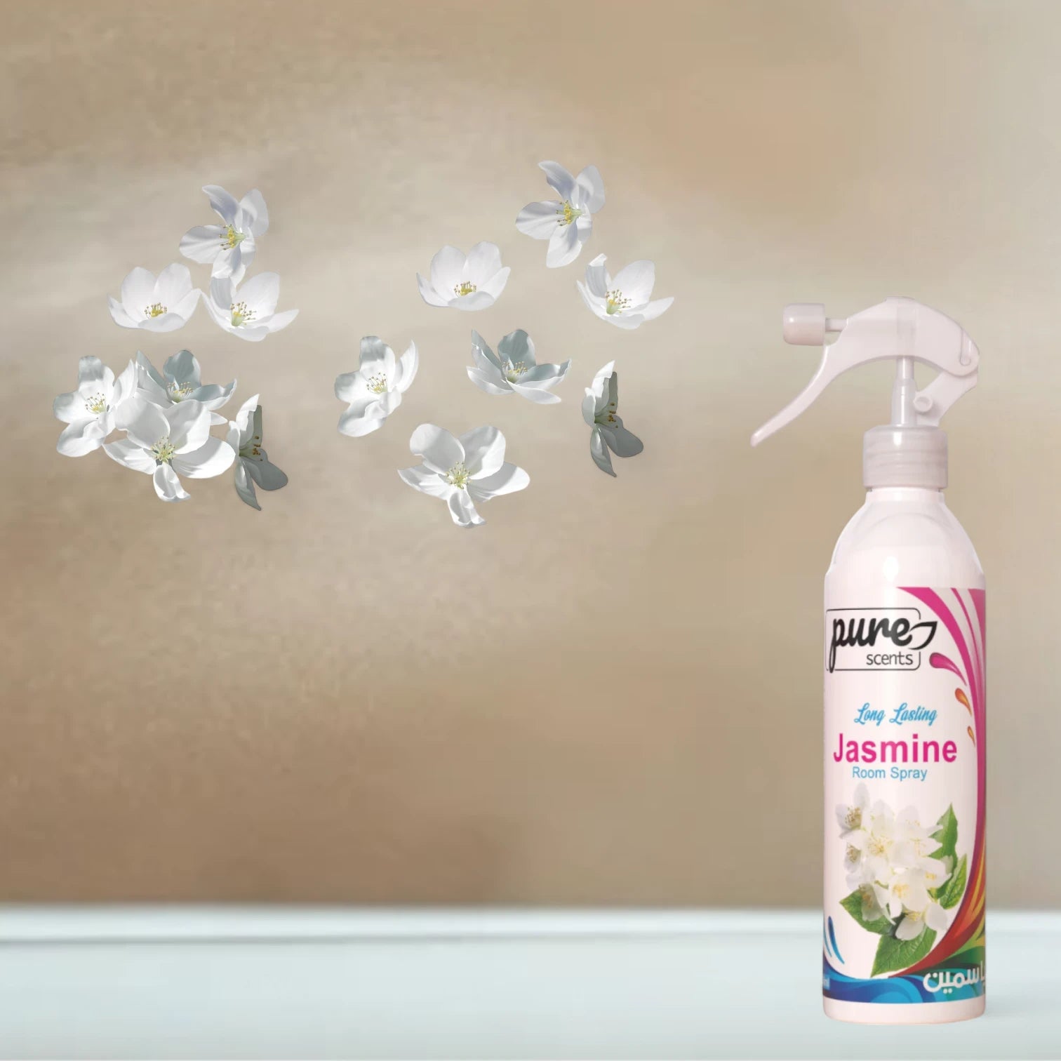 Pure Scents Jasmine Room Spray – 460ML | Long-Lasting Floral Air Freshener for Home & Fabric Use - Damoo