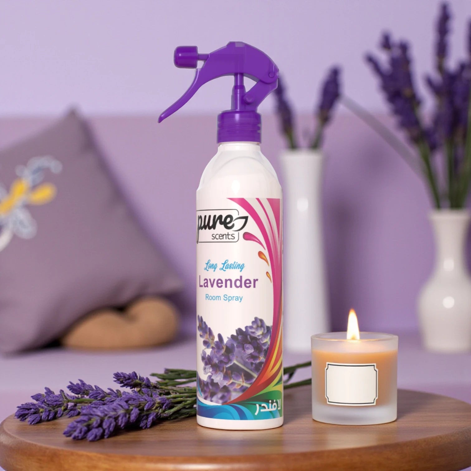 Pure Scents Lavender Room Spray – 460ML | Soothing Long-Lasting Floral Air Freshener for Home & Fabric Use - Damoo