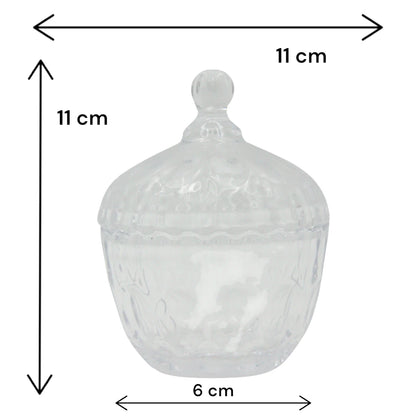 QIANLI Elegant Crystal Glass Candy Jar with Lid – QianLi Refined Series TG007 – Decorative Storage Bowl for Sweets, Nuts, and Treats - Damoo