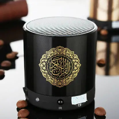 Quran Speaker with 8GB MP3, Multi-Reciter, Remote Control, FM Radio, USB Rechargeable – LED Light, Translation, Tafseer, and MP3 Playback for Islamic Learning & Gifting - Damoo