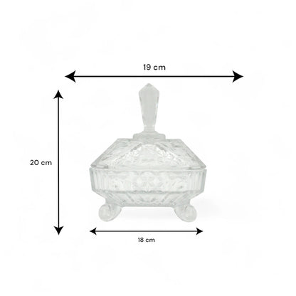 Red Cherry Adirondacks Crystal Glass Candy Box with Lid – Elegant Decorative Jar for Sweets, Treats, Jewelry & Home Décor - Damoo