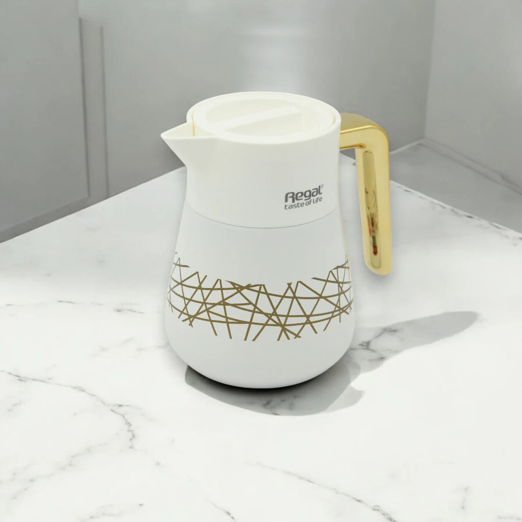 Regal 0.5L Stainless Steel Vacuum Jug – Double Wall Thermos Flask with Wood-Style Handle | Keeps Beverages Hot for 12 Hours & Cold for 24 Hours - TSC04 - Damoo
