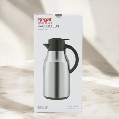 REGAL 1.5 Liters Premium Stainless Steel Thermal Jug – Hot for 12H, Cold for 24H | Vacuum Insulated Flask | Food Grade, Leak-Proof & Travel-Friendly - Damoo