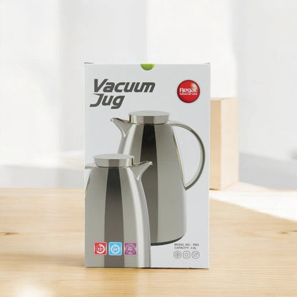 Regal 2 Liters Vacuum Insulated Jug – Gold Thermal Flask for Hot & Cold Drinks – Stainless Steel Carafe with Glass Liner – Keeps Beverages Hot 12H | Cold 24H - Damoo