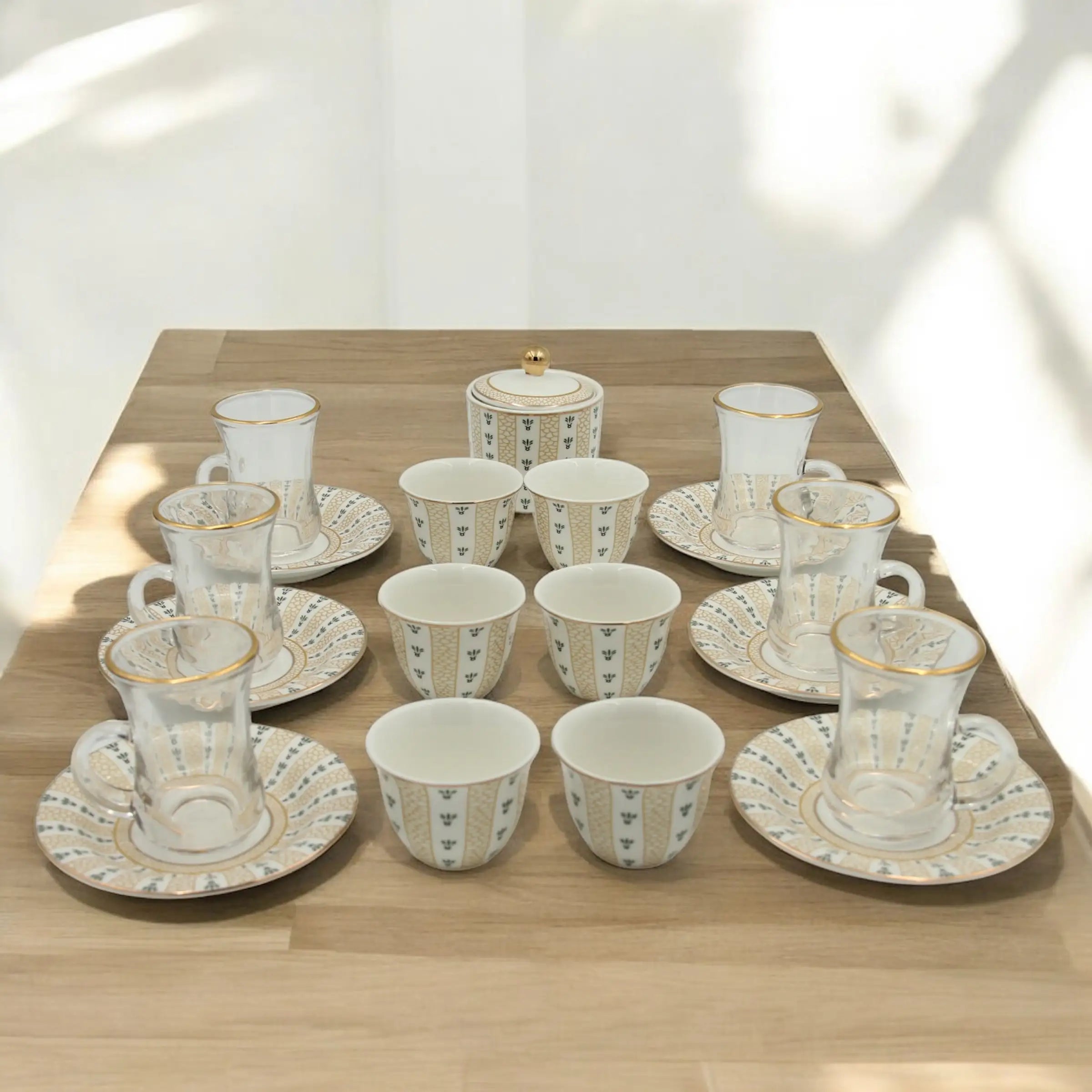 Regal Taste of Life Elegant Fine Porcelain 20 Pcs Tea & Coffee Set – Strong Internal Structure (Arabic Design) - Damoo
