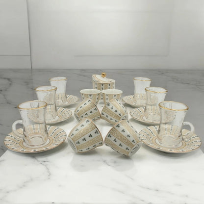 Regal Taste of Life Elegant Fine Porcelain 20 Pcs Tea & Coffee Set – Strong Internal Structure (Arabic Design) - Damoo
