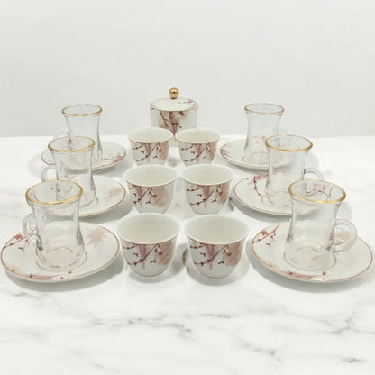 Regal Taste of Life Elegant Fine Porcelain 20 Pcs Tea & Coffee Set – Strong Internal Structure (Autumn Design) - Damoo