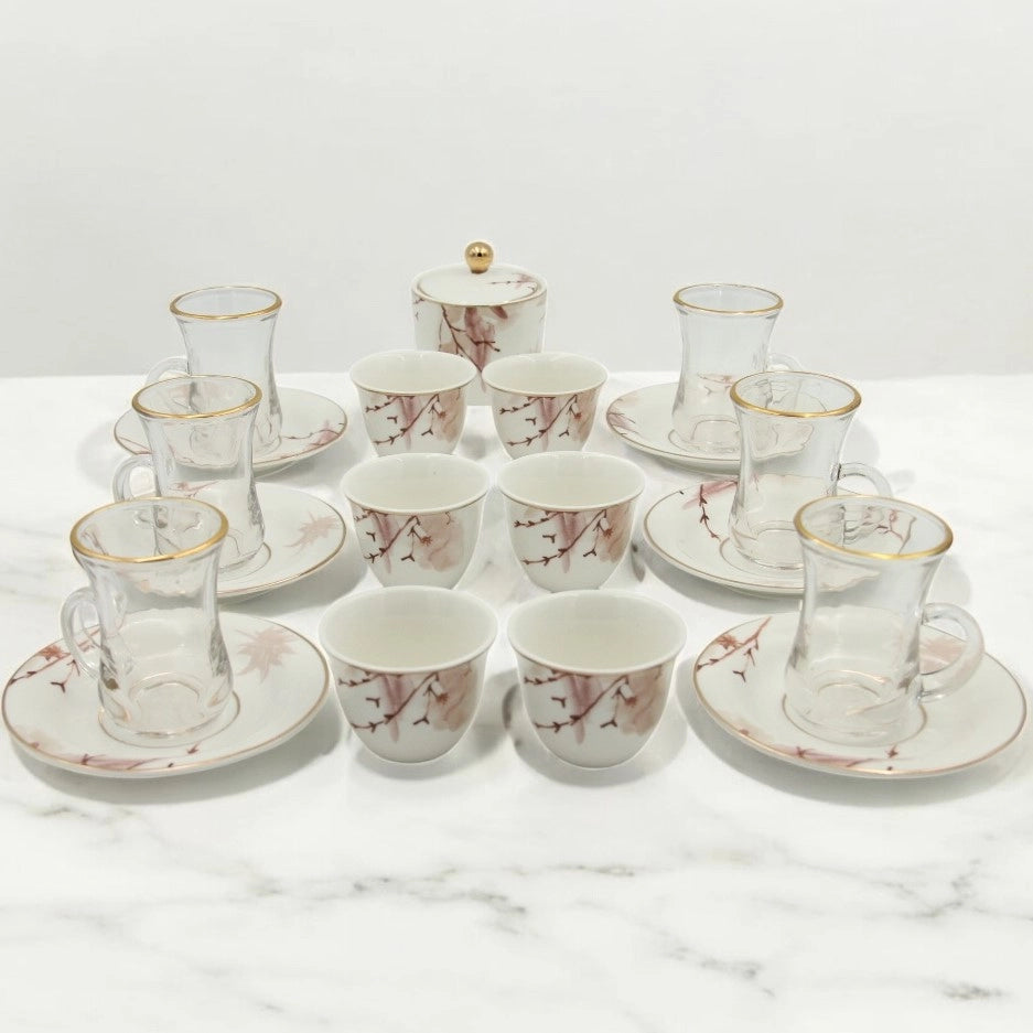 Regal Taste of Life Elegant Fine Porcelain 20 Pcs Tea & Coffee Set – Strong Internal Structure (Autumn Design) - Damoo