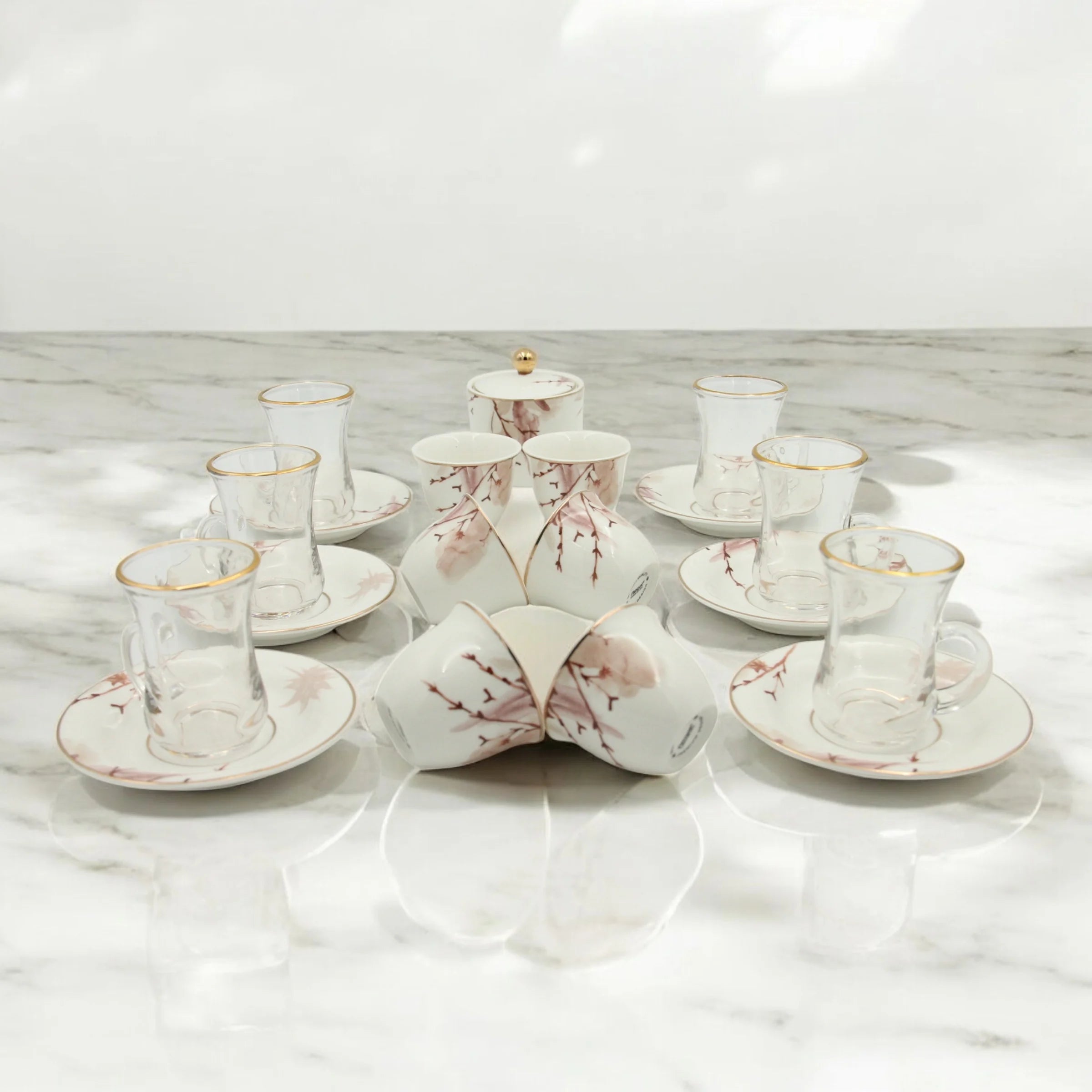 Regal Taste of Life Elegant Fine Porcelain 20 Pcs Tea & Coffee Set – Strong Internal Structure (Autumn Design) - Damoo