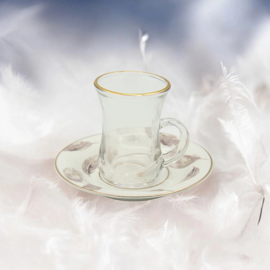 Regal Taste of Life Elegant Fine Porcelain 20 Pcs Tea & Coffee Set – Strong Internal Structure (Feather Design) - Damoo