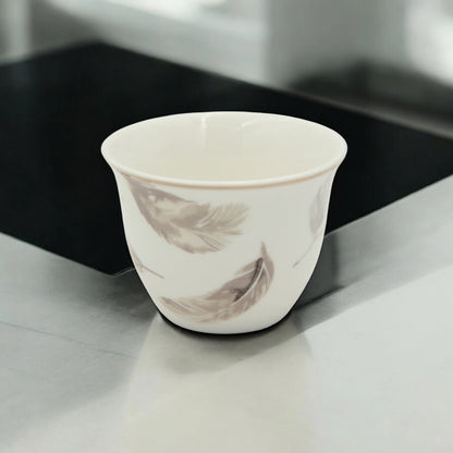 Regal Taste of Life Elegant Fine Porcelain 20 Pcs Tea & Coffee Set – Strong Internal Structure (Feather Design) - Damoo