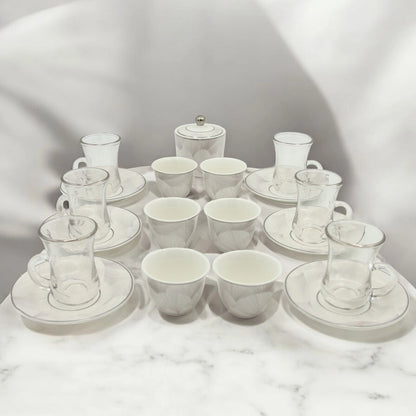 Regal Taste of Life Elegant Fine Porcelain 20 Pcs Tea & Coffee Set – Strong Internal Structure (Floral White Design) - Damoo