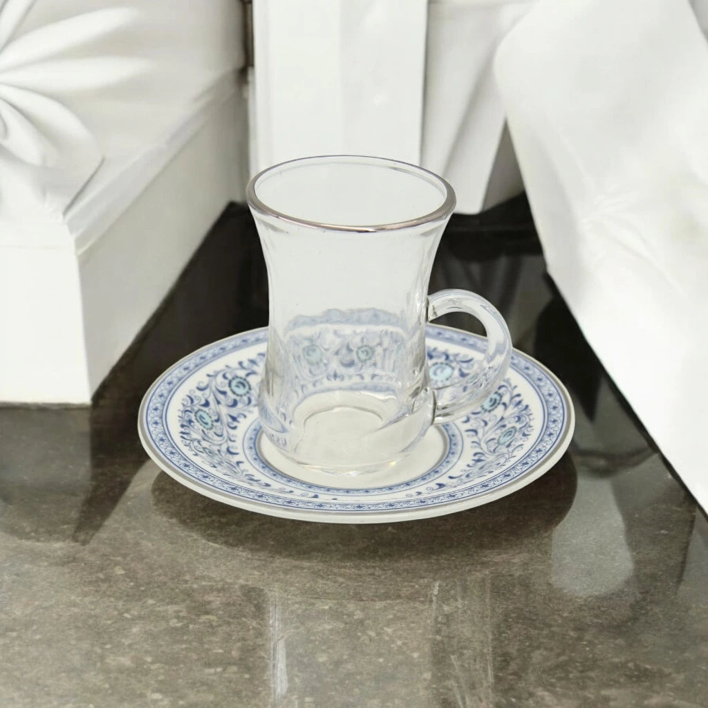 Regal Taste of Life Elegant Fine Porcelain 20 Pcs Tea & Coffee Set – Strong Internal Structure (Royal Blue Design) - Damoo