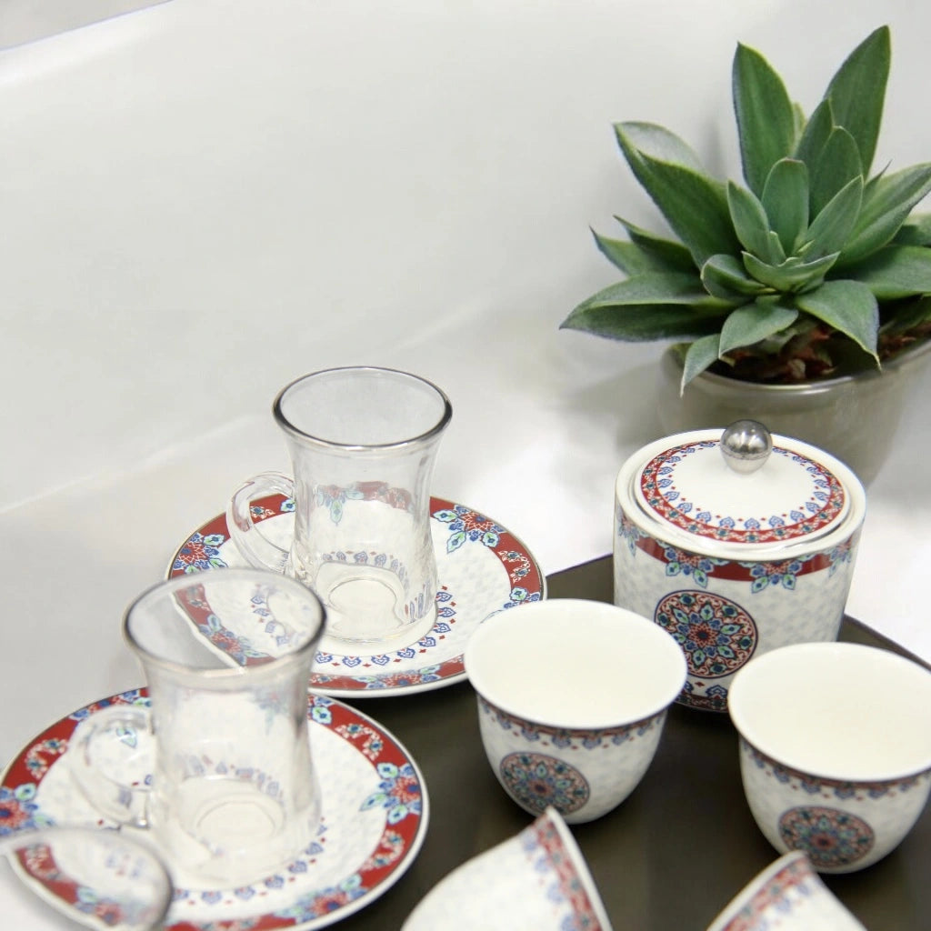 Regal Taste of Life Elegant Fine Porcelain 20 Pcs Tea & Coffee Set – Strong Internal Structure (Tradition Design) - Damoo