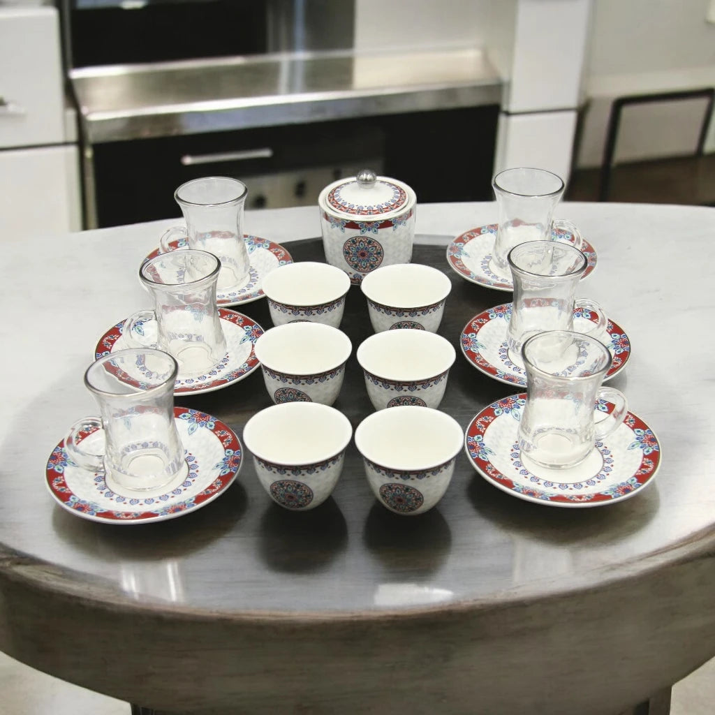 Regal Taste of Life Elegant Fine Porcelain 20 Pcs Tea & Coffee Set – Strong Internal Structure (Tradition Design) - Damoo