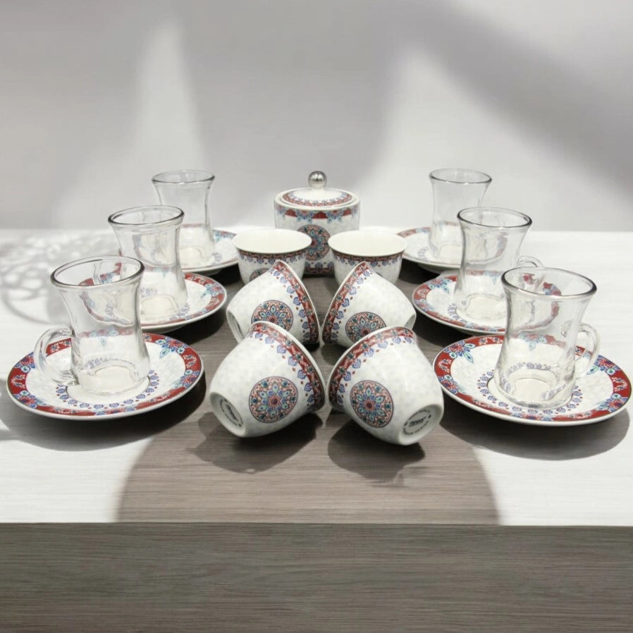 Regal Taste of Life Elegant Fine Porcelain 20 Pcs Tea & Coffee Set – Strong Internal Structure (Tradition Design) - Damoo