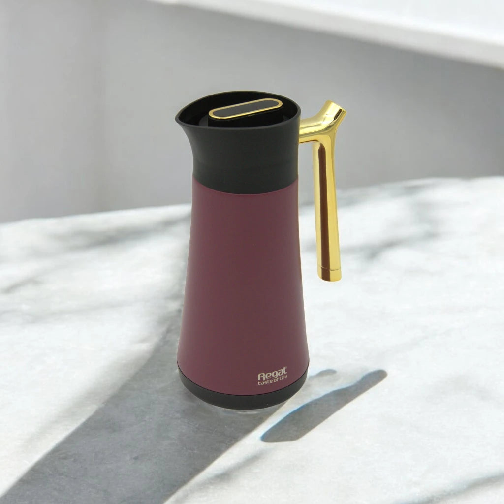 Regal Vacuum Jug  – 0.6L Stainless Steel Thermos | Double Wall Insulation | Wooden Handle | Keeps Drinks Hot & Cold - TSC06 - Damoo