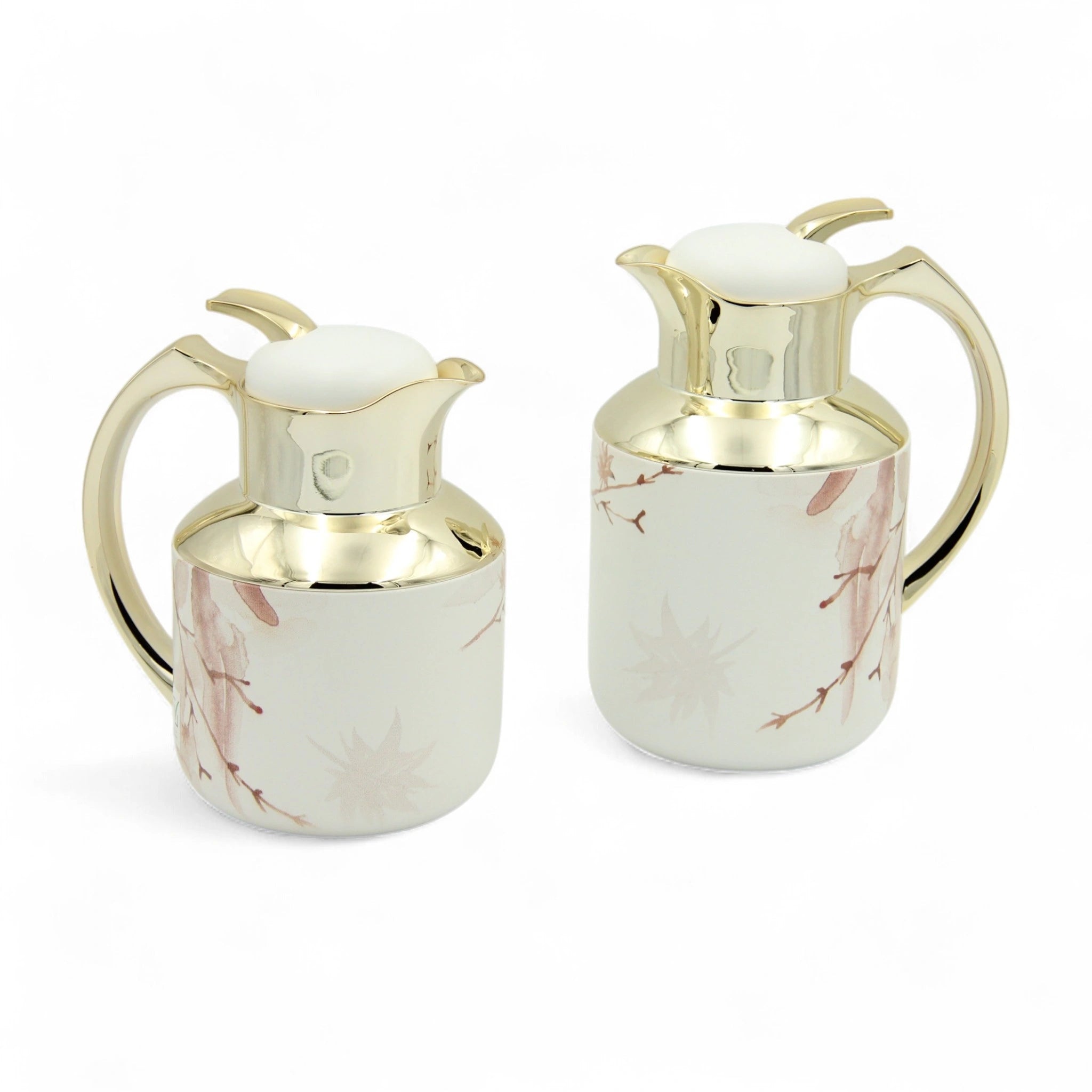 Regal Vacuum Jug Set – Double-Wall Thermal Insulation | 0.5L + 1.0L | Keeps Drinks Hot for 12h & Cold for 24h – Taste of Life Collection (Autumn Leaves) (Gold) - Damoo