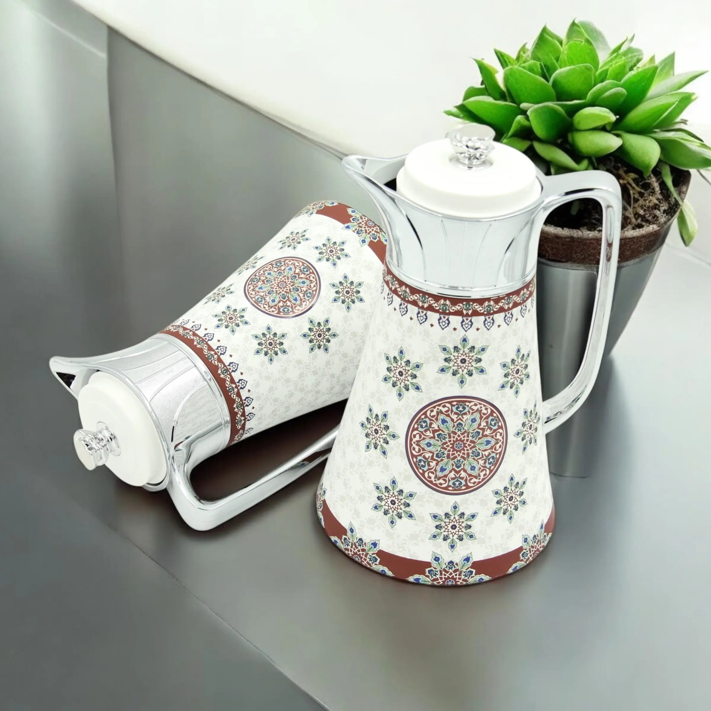 Regal Vacuum Jug Set – Double Wall Thermal Insulation | 0.5L + 1.0L | Keeps Drinks Hot for 12h & Cold for 24h – Taste of Life Collection (Silver) - Damoo