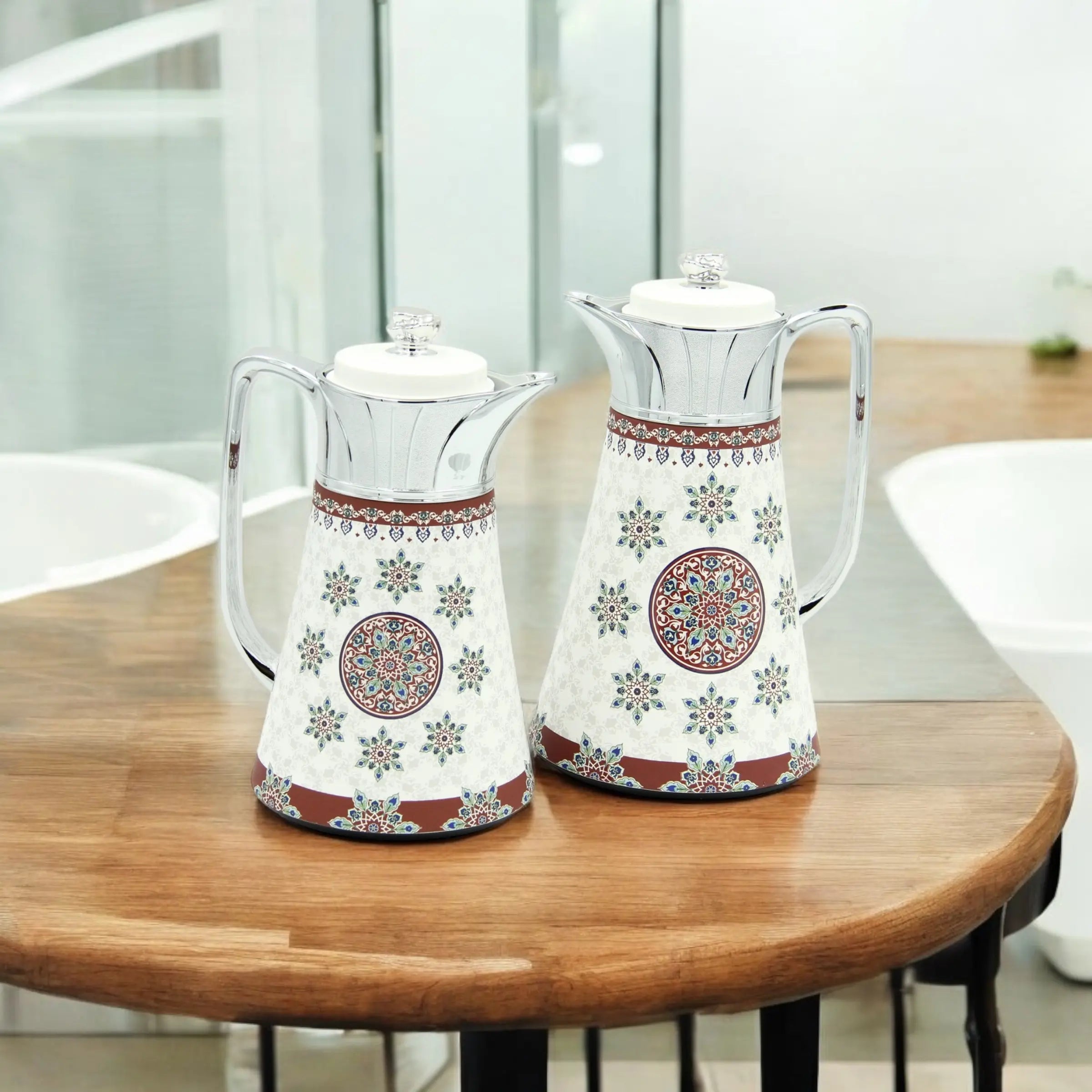 Regal Vacuum Jug Set – Double Wall Thermal Insulation | 0.5L + 1.0L | Keeps Drinks Hot for 12h & Cold for 24h – Taste of Life Collection (Silver) - Damoo