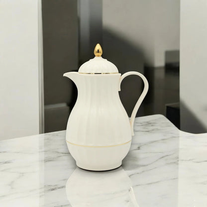 Rose Luxury Vacuum Thermos Flask – 1L Double Wall Glass Insulated Carafe – Elegant Gold Design for Hot & Cold Drinks - Damoo