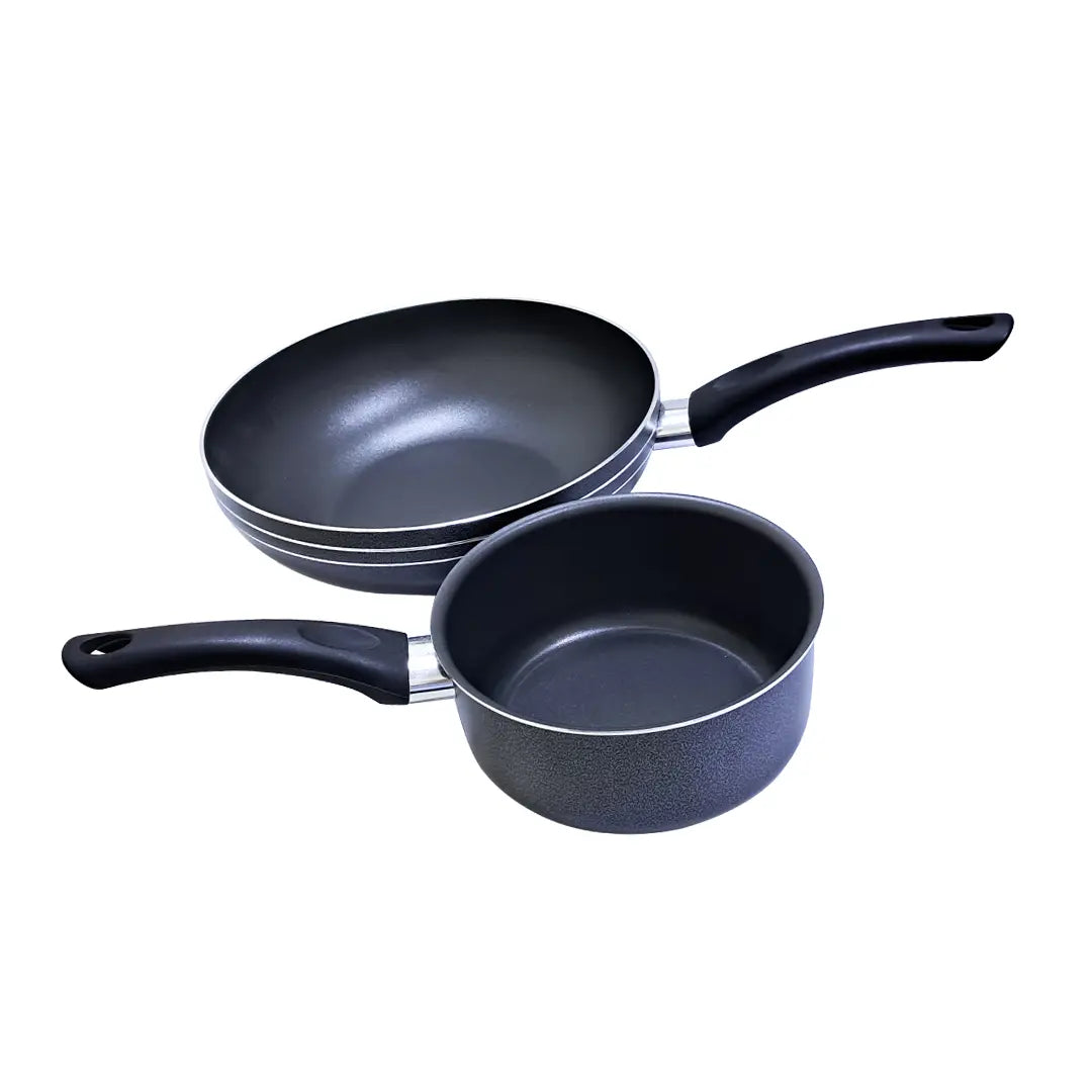 Rossetti 2-Piece Non-Stick Cookware Set – Saucepan & Stir-Fry Wok with Hanging Loop, Dishwasher Safe, Gas/Electric/Ceramic Compatible (Not Induction) - Damoo