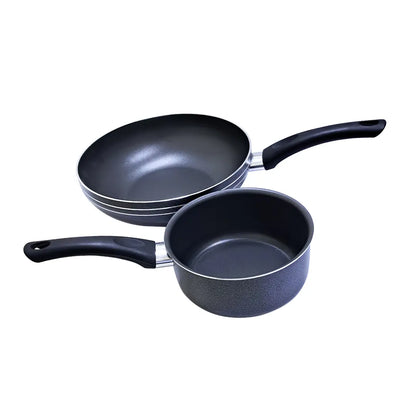 Rossetti 2-Piece Non-Stick Cookware Set – Saucepan & Stir-Fry Wok with Hanging Loop, Dishwasher Safe, Gas/Electric/Ceramic Compatible (Not Induction) - Damoo
