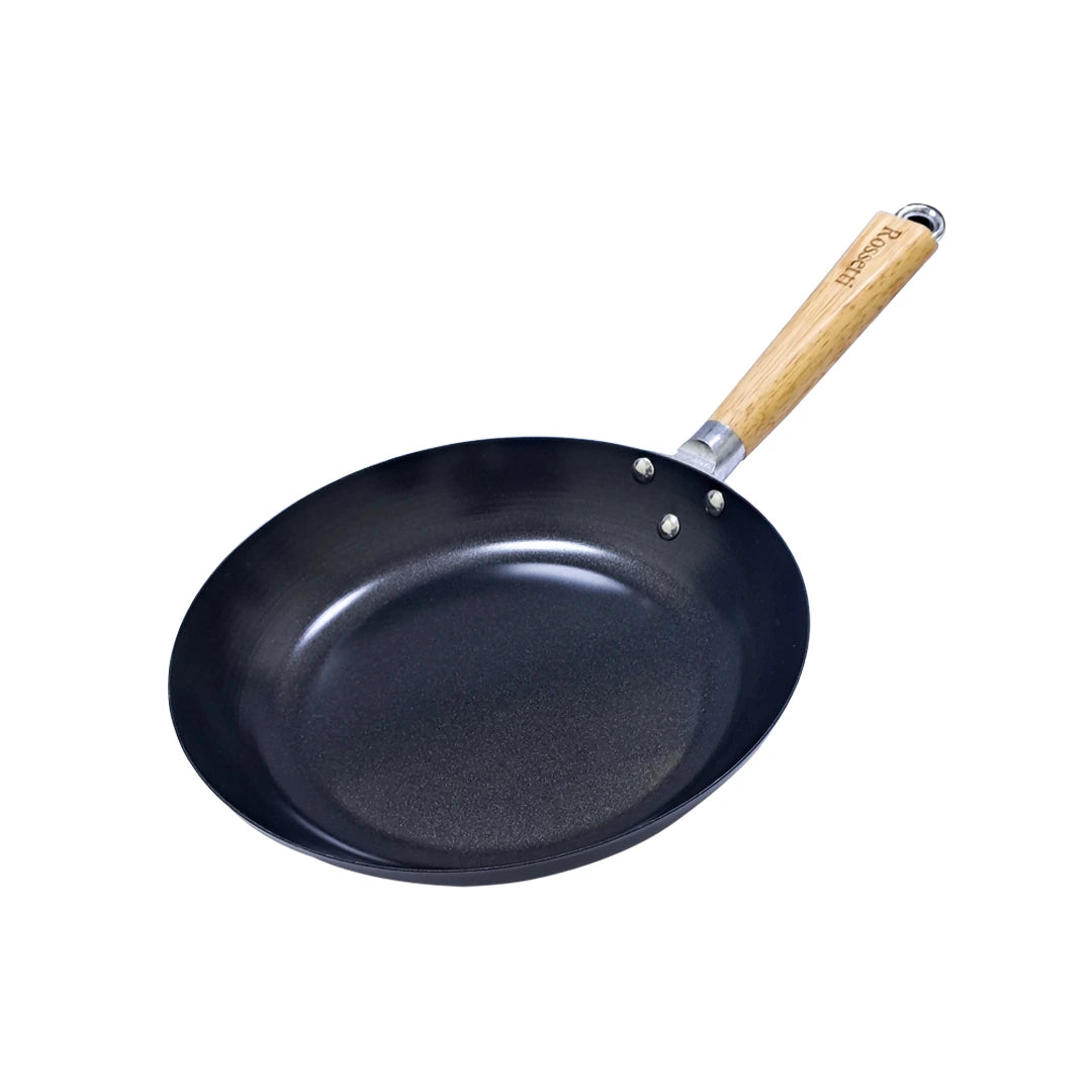 Rossetti Non-Stick Frying Pan with Heat-Resistant Wooden Handle – Dishwasher Safe, Hanging Loop, Induction Compatible, For Gas, Ceramic & Electric Cooktops - Damoo
