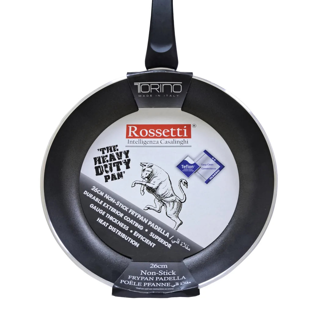 Rossetti Non-Stick Teflon Frying Pan – Made in Italy, Heat-Resistant Handle, Dishwasher Safe, Compatible with Gas, Electric & Ceramic Cooktops (Not Induction) - Damoo