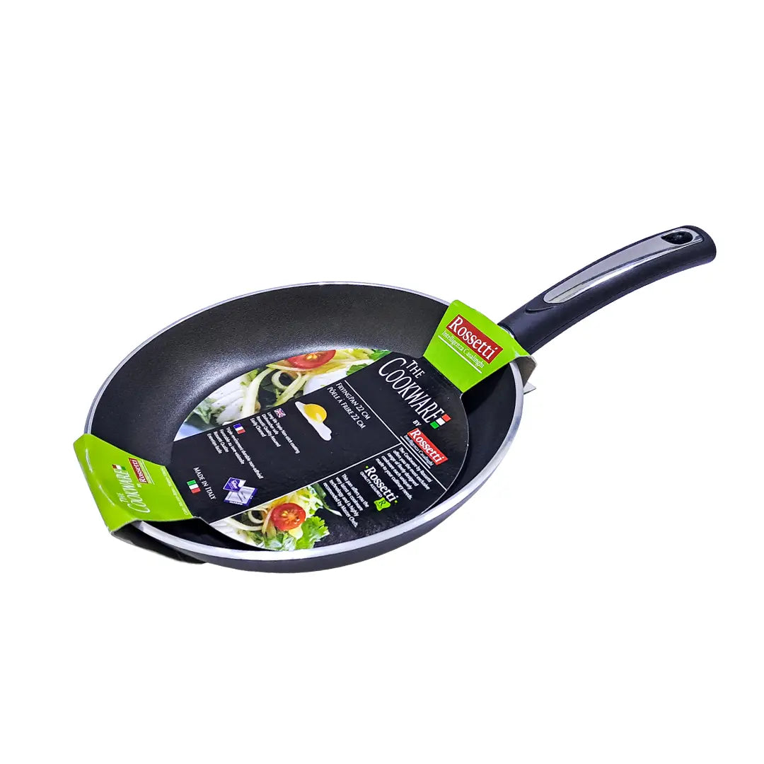 Rossetti Non-Stick Teflon Frying Pan– Made in Italy, Heat-Resistant Handle with Hanging Loop, Dishwasher Safe, Compatible with Gas, Electric & Ceramic Cooktops (Not Induction) - Damoo