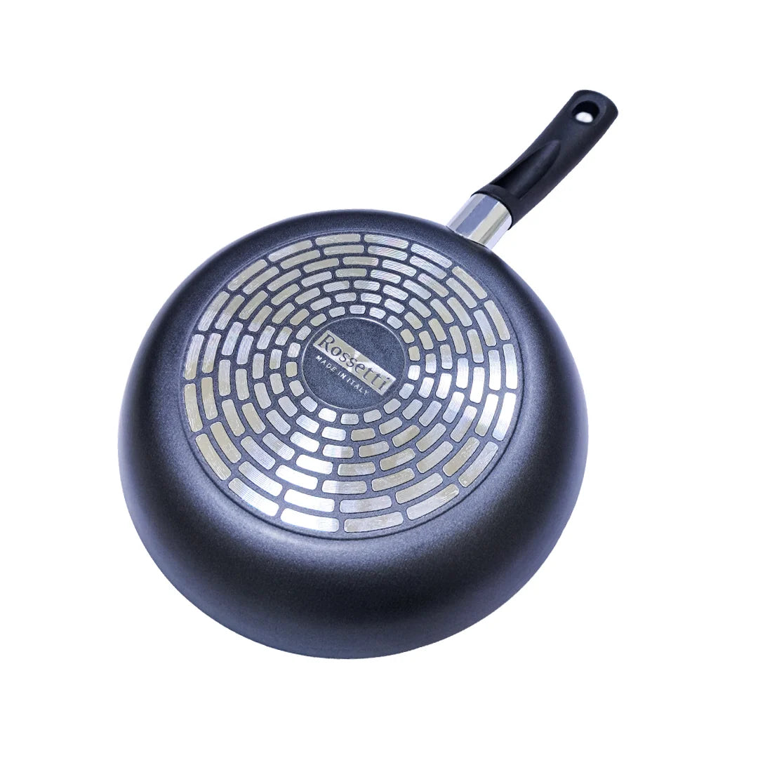 Rossetti Non-Stick Teflon Frying Pan– Made in Italy, Heat-Resistant Handle with Hanging Loop, Dishwasher Safe, Compatible with Gas, Electric & Ceramic Cooktops (Not Induction) - Damoo