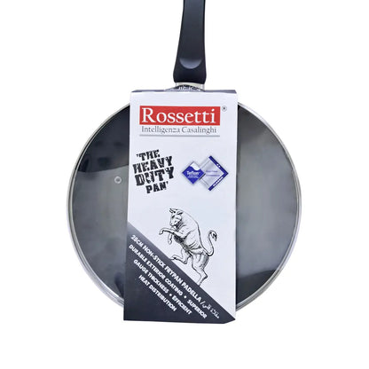 Rossetti Non-Stick Teflon Frying Pan with Lid – 28 CM, Made in Italy, Heat-Resistant Handle with Hanging Loop, Dishwasher Safe, Compatible with Gas, Electric & Ceramic Cooktops (Not Induction) - Damoo