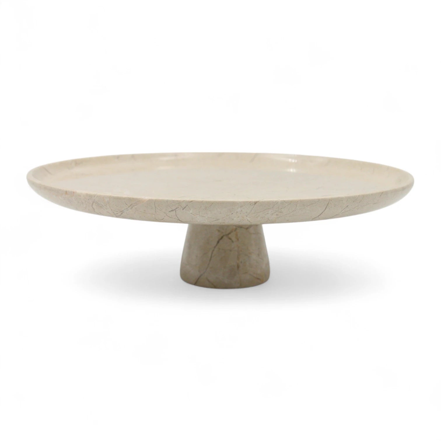 Round Marble-Style Serving Plate on Stand – Modern Decorative Stone-Look Display for Kitchen, Dining Table & Living Room - Elegant Raised Tray for Food, Decor & More - Damoo