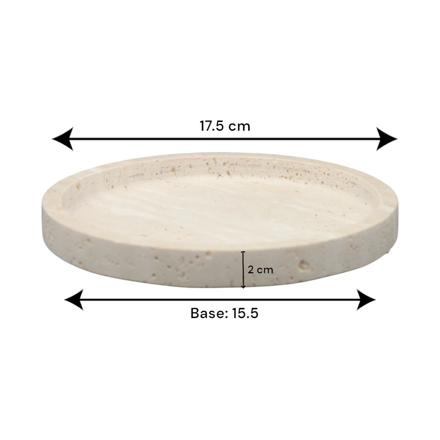 Round Travertine Stone Plate – Natural Beige Decorative & Serving Plate for Food, Jewelry, and Home Organization - Damoo