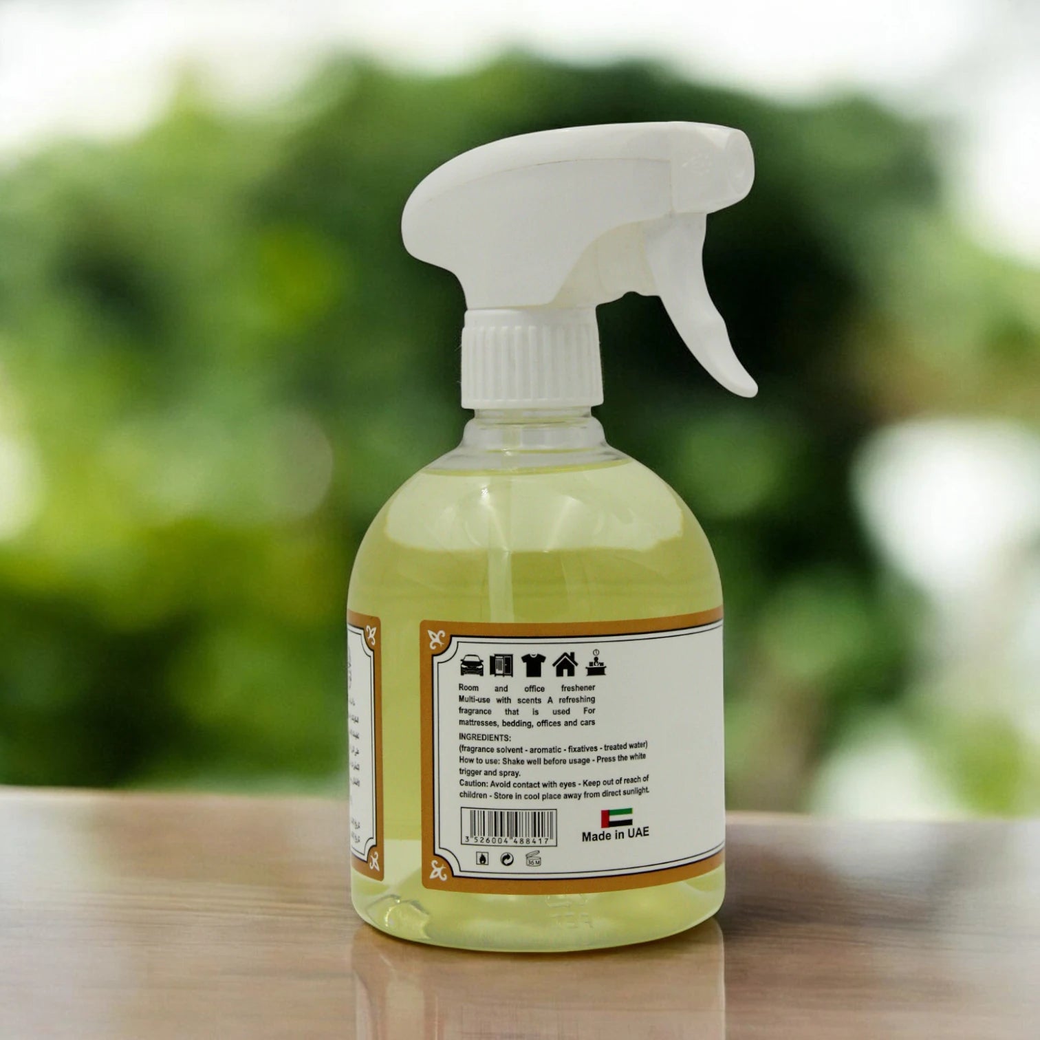 Rshoosh Multi-Use Air Freshener  Spray – 500ml | Long-Lasting Fragrance for Rooms, Bedding, Cars & Offices | Made in UAE - Gold - Damoo