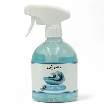 Rshoosh Multi-Use Air Freshener  Spray – 500ml | Long-Lasting Fragrance for Rooms, Bedding, Cars & Offices | Made in UAE - Ocean - Damoo