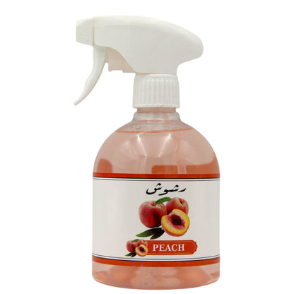 Rshoosh Multi-Use Air Freshener  Spray – 500ml | Long-Lasting Fragrance for Rooms, Bedding, Cars & Offices | Made in UAE - Peach - Damoo