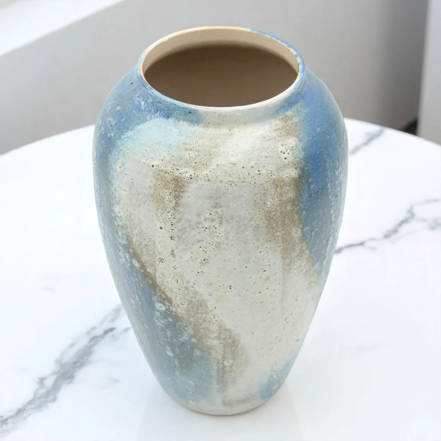 Rustic Handmade Ceramic Vase | Earthy Blue & Sand Glazed Pottery for Modern Home Decor - Damoo