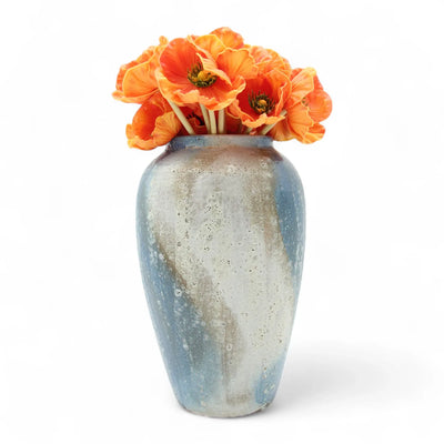 Rustic Handmade Ceramic Vase | Earthy Blue & Sand Glazed Pottery for Modern Home Decor - Damoo