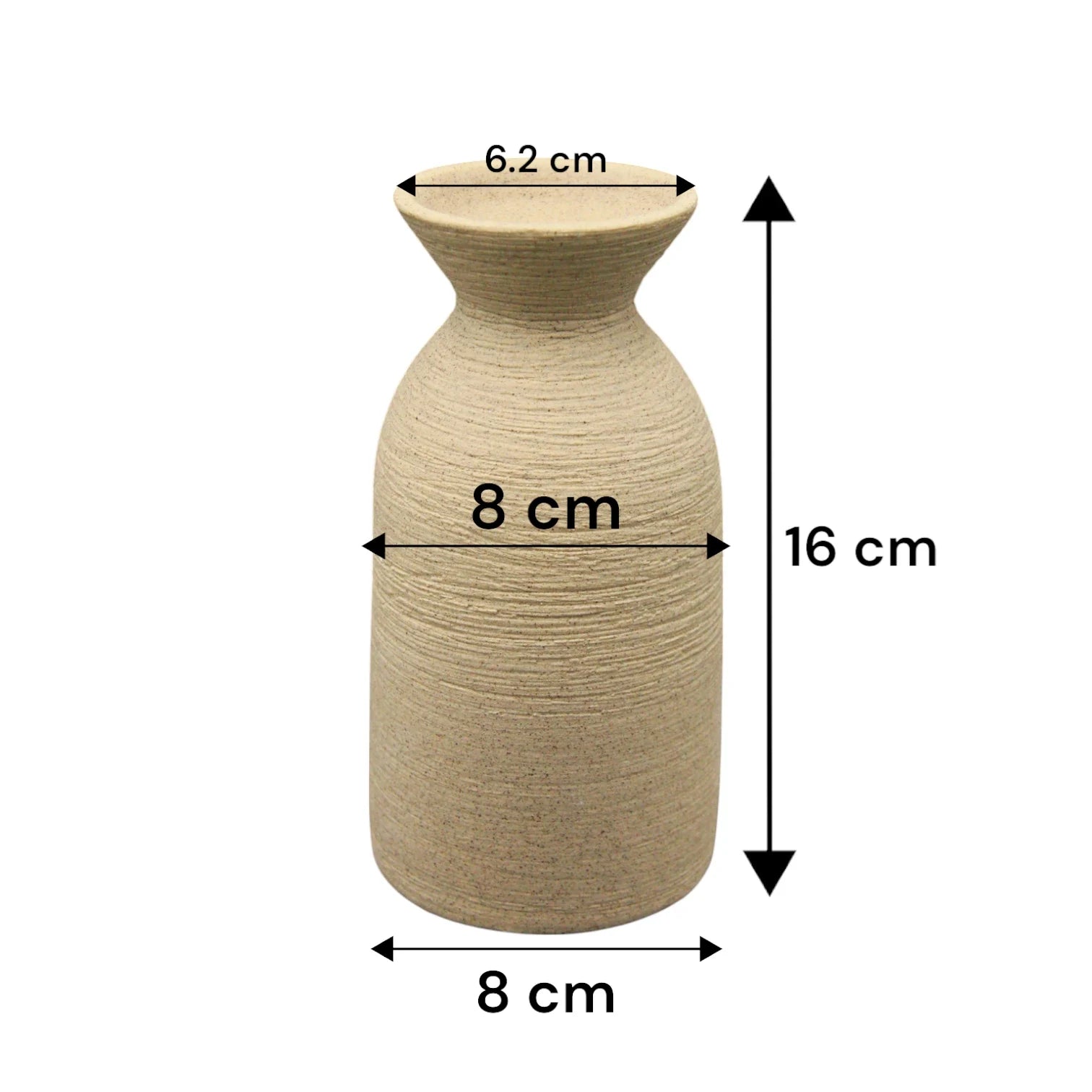 Rustic Textured Beige Ceramic Vase – Handmade Look, Minimalist Earth-Tone Décor - Damoo