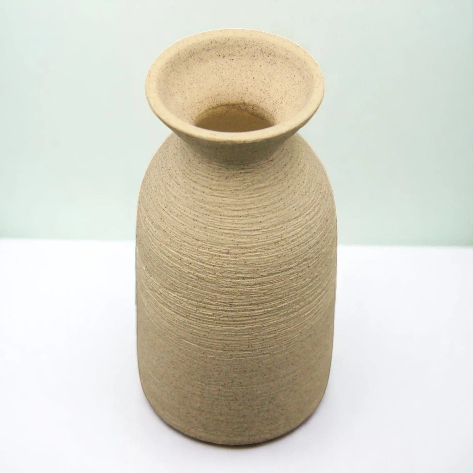 Rustic Textured Beige Ceramic Vase – Handmade Look, Minimalist Earth-Tone Décor - Damoo