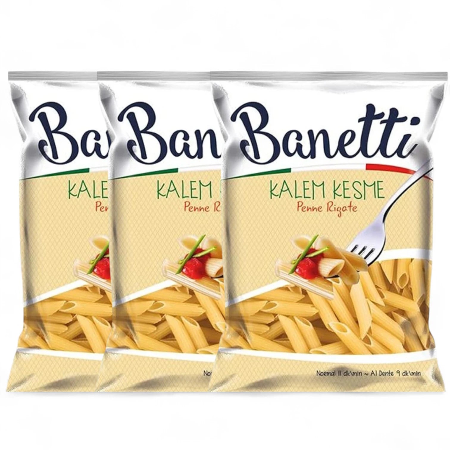 Banetti Penne Rigate Pasta 3 x 500g | Premium Durum Wheat | Traditional Anatolian & Italian Blend | Kalem Kesme Macaroni - Damoo