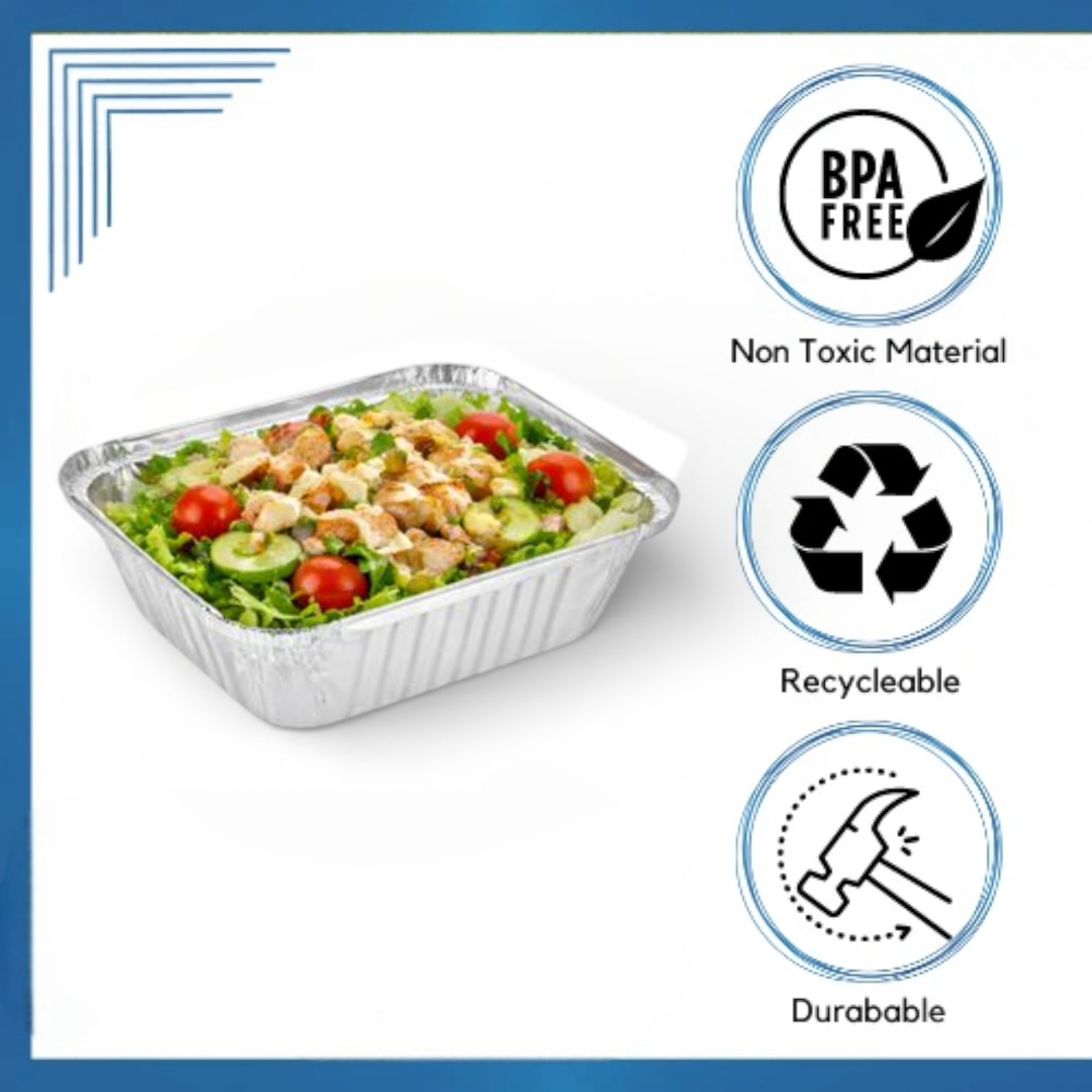 Packers Aluminium Foil Containers with Lid – Safe & Hygienic Disposable Food Trays (10-Piece Pack) - Damoo