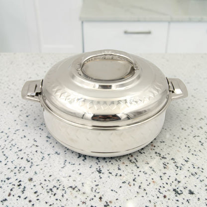 KIYAN Star Crystal Harmony Stainless Steel Insulated Hotpot Casserole with Lid – Thermal Food Warmer Serving Dish with Handles, Available in Two Sizes (2000 ML & 4500 ML) - Damoo