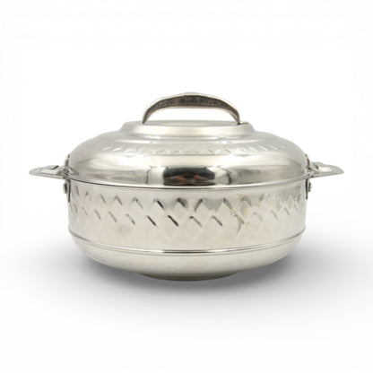 KIYAN Star Crystal Harmony Stainless Steel Insulated Hotpot Casserole with Lid – Thermal Food Warmer Serving Dish with Handles, Available in Two Sizes (2000 ML & 4500 ML) - Damoo
