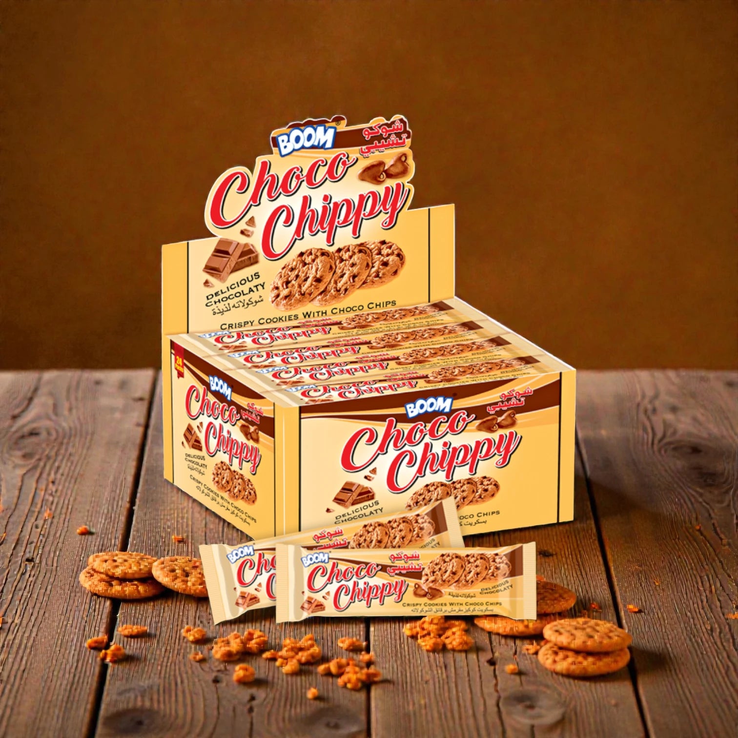 Boom Choco Chippy Cookies 24 Pack – Crispy Chocolate Chip Cookies with Crunchy Texture & Rich Chocolaty Flavor - Damoo